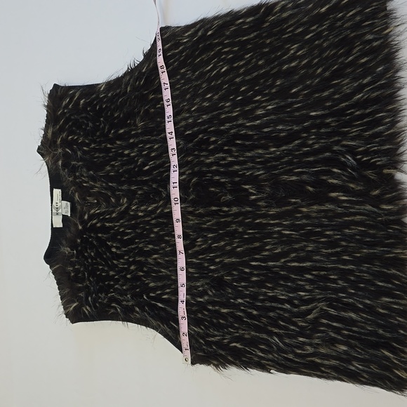 Kikit Studio Maurice Sasson Women's Faux Fur Vest Black Tan Ribbed Back Size XL - Picture 11 of 15